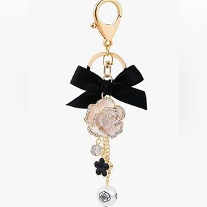 Luxury Rose and Pearls Bow tie Purse Charm